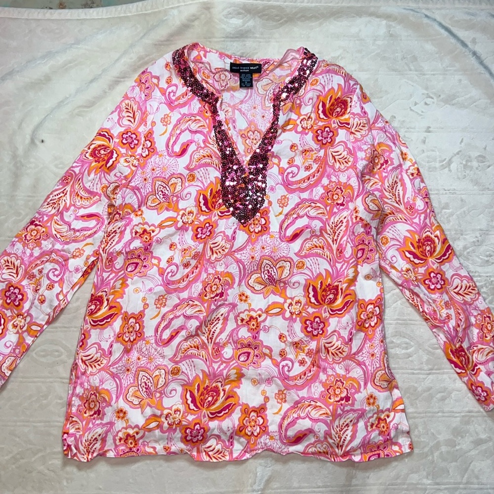 Saint Tropez‎ West linen blend blouse
